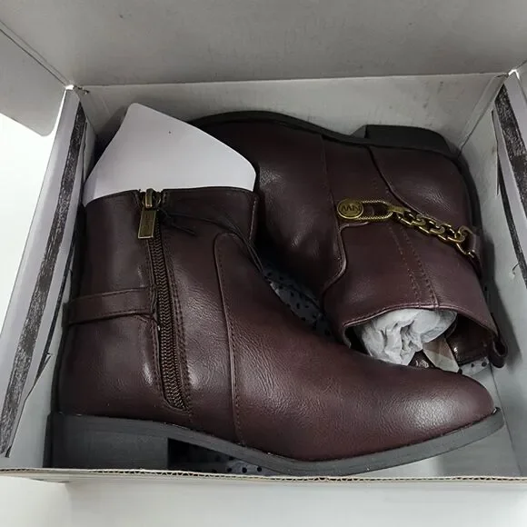 Nine West Amara Bootie Little Girls 2M Brown Almond Toe Block Heel Zip Closure~ - Picture 4 of 15